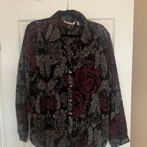 Soft Surroundings Black and Red Paisley Top